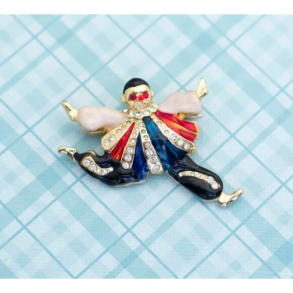Vintage Dancing Clown Brooch - L18 - Picture 1 of 2